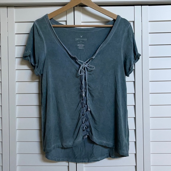 Soft & Sexy Lace up Tee - Picture 2 of 4